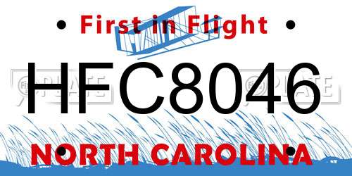 HFC8046 North Carolina License Plate