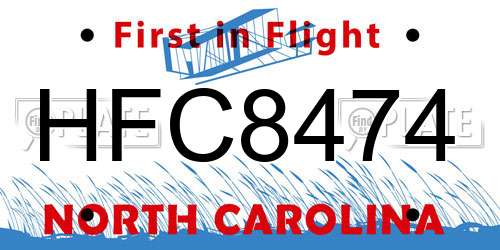 HFC8474 North Carolina License Plate