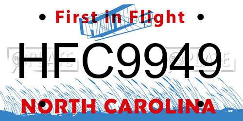 HFC9949 North Carolina License Plate