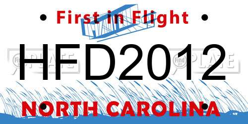 HFD2012 North Carolina License Plate