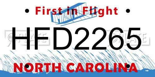 HFD2265 North Carolina License Plate