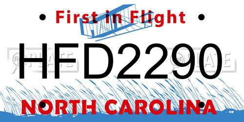 HFD2290 North Carolina License Plate
