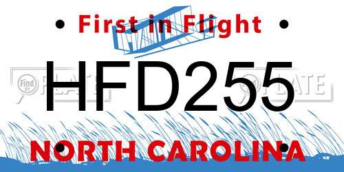 HFD255 North Carolina License Plate