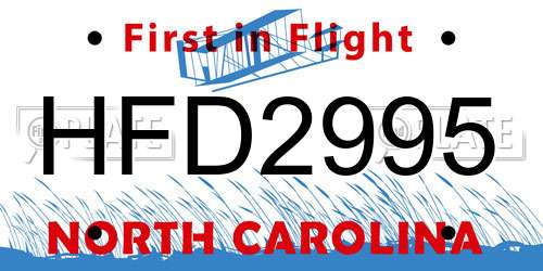 HFD2995 North Carolina License Plate