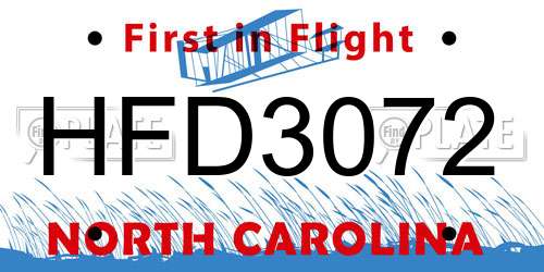 HFD3072 North Carolina License Plate