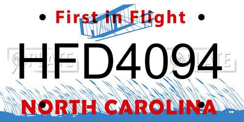 HFD4094 North Carolina License Plate