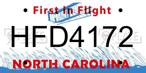 HFD4172 North Carolina License Plate