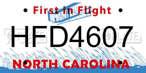 HFD4607 North Carolina License Plate