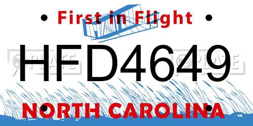 HFD4649 North Carolina License Plate