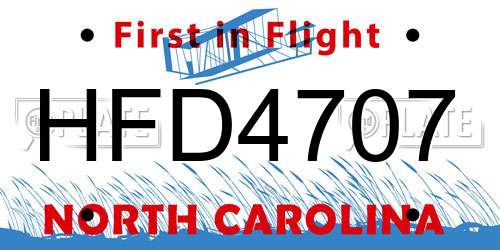 HFD4707 North Carolina License Plate