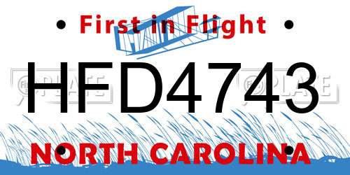 HFD4743 North Carolina License Plate