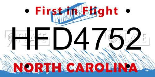HFD4752 North Carolina License Plate