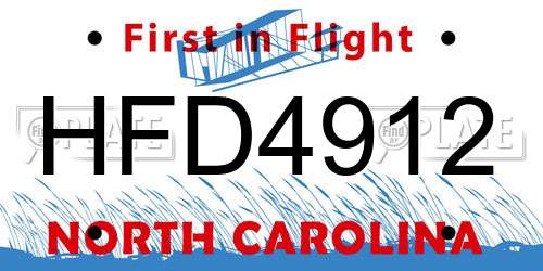 HFD4912 North Carolina License Plate