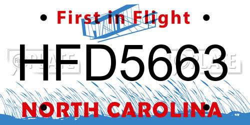 HFD5663 North Carolina License Plate