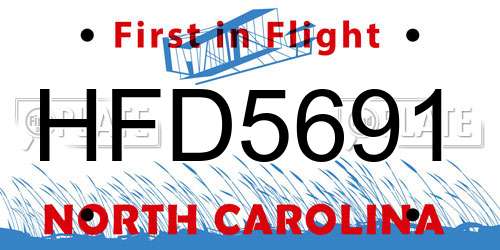 HFD5691 North Carolina License Plate