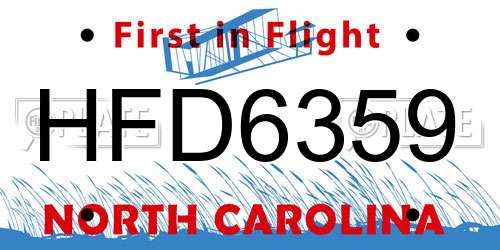 HFD6359 North Carolina License Plate