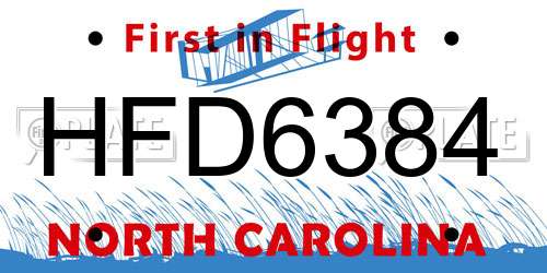 HFD6384 North Carolina License Plate