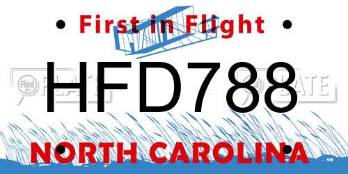 HFD788 North Carolina License Plate