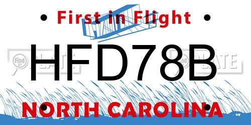 HFD78B North Carolina License Plate
