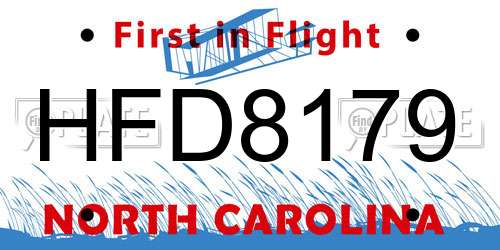 HFD8179 North Carolina License Plate