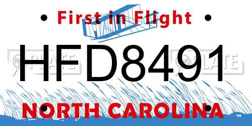 HFD8491 North Carolina License Plate