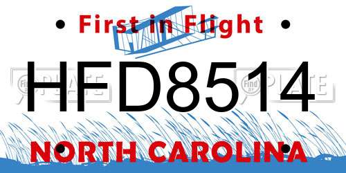HFD8514 North Carolina License Plate