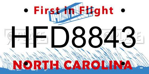 HFD8843 North Carolina License Plate
