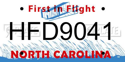 HFD9041 North Carolina License Plate