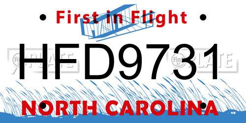 HFD9731 North Carolina License Plate