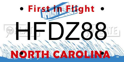 HFDZ88 North Carolina License Plate
