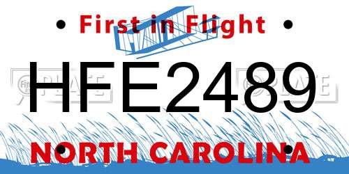 HFE2489 North Carolina License Plate