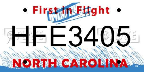 HFE3405 North Carolina License Plate