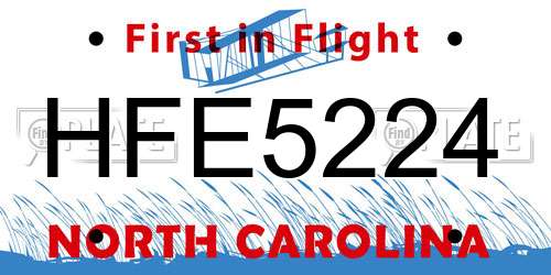 HFE5224 North Carolina License Plate
