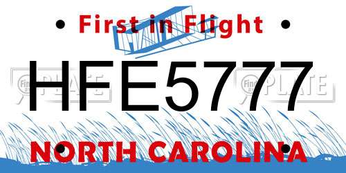 HFE5777 North Carolina License Plate
