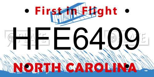 HFE6409 North Carolina License Plate