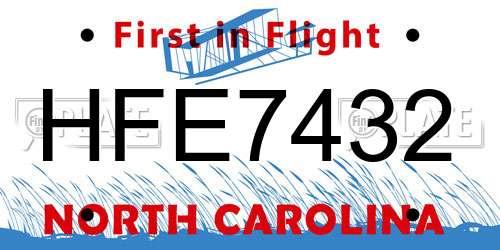 HFE7432 North Carolina License Plate