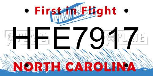 HFE7917 North Carolina License Plate