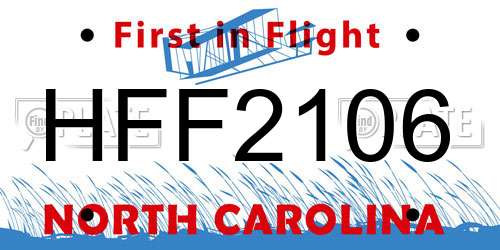 HFF2106 North Carolina License Plate