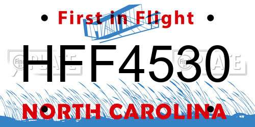 HFF4530 North Carolina License Plate
