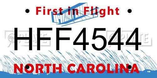 HFF4544 North Carolina License Plate