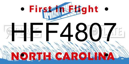 HFF4807 North Carolina License Plate
