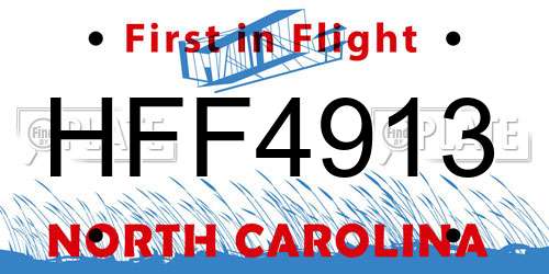 HFF4913 North Carolina License Plate