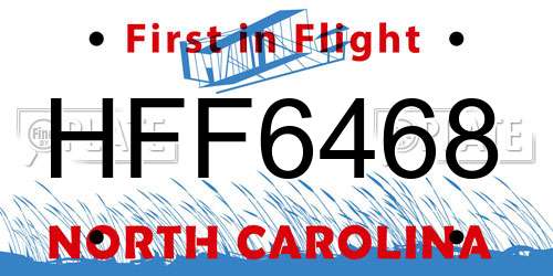 HFF6468 North Carolina License Plate