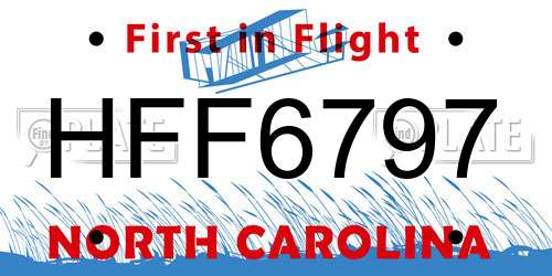 HFF6797 North Carolina License Plate