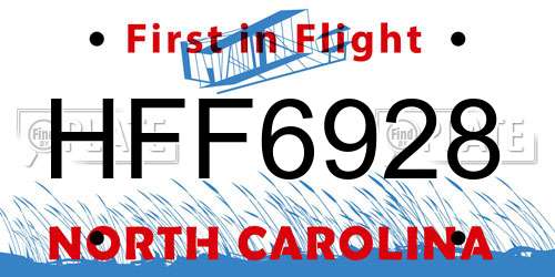 HFF6928 North Carolina License Plate