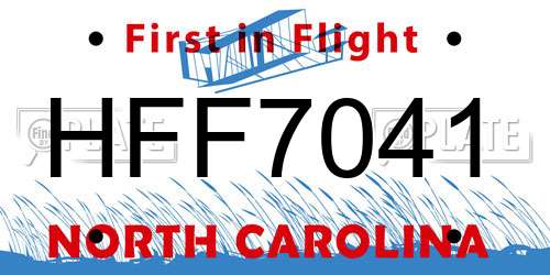 HFF7041 North Carolina License Plate