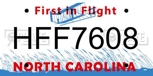 HFF7608 North Carolina License Plate