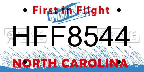 HFF8544 North Carolina License Plate