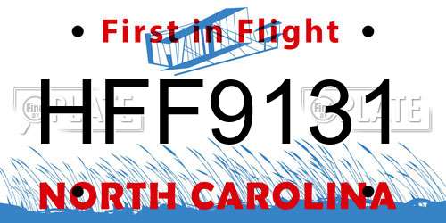 HFF9131 North Carolina License Plate