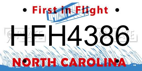 HFH4386 North Carolina License Plate
